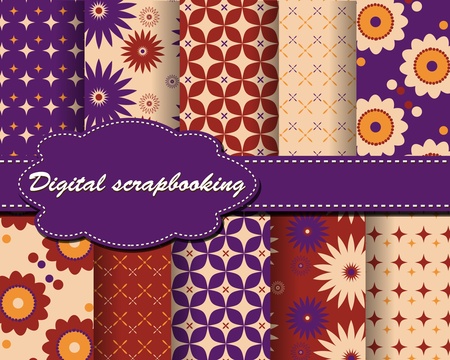 set of flower paper for scrapbookのイラスト素材