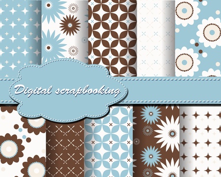 set of flower paper for scrapbookのイラスト素材