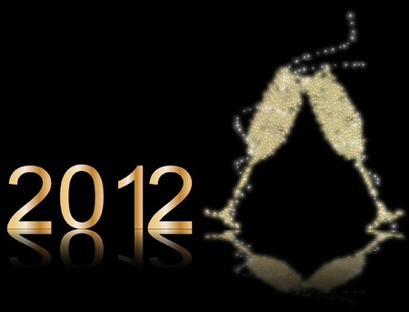 Glasses of champagne in New Yearのイラスト素材