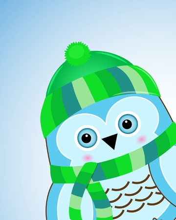 vector sky background with owlのイラスト素材