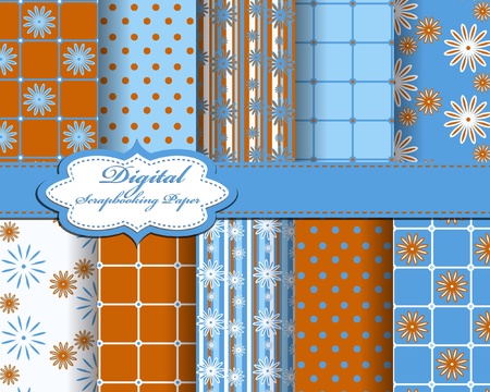 set of flower vector paper for scrapbookのイラスト素材