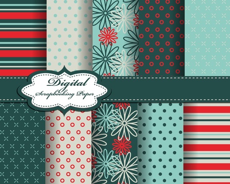 set of flower vector paper for scrapbookのイラスト素材