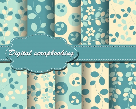 set of flower paper for scrapbookのイラスト素材