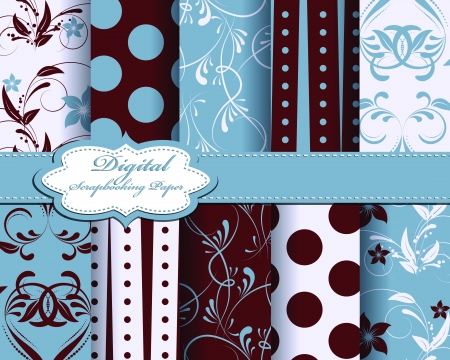 set of flower paper for scrapbookのイラスト素材