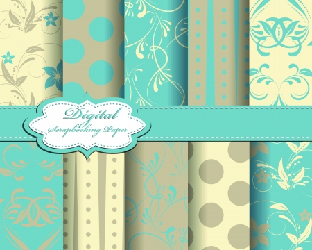 set of flower paper for scrapbookのイラスト素材