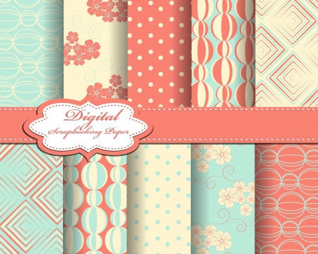 set of flower vector paper for scrapbookのイラスト素材