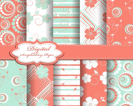 set of flower  paper for scrapbookのイラスト素材