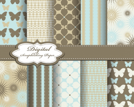 set of vector flower paper for scrapbookのイラスト素材