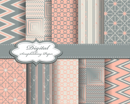 set of vector abstract paper for scrapbookのイラスト素材