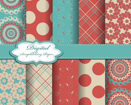 set of flower paper for scrapbookのイラスト素材