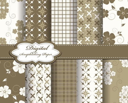 set of vector flower pattern paper for scrapbookのイラスト素材