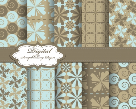 set of pattern paper for scrapbookのイラスト素材