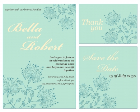 Set of wedding or invitation card. abstract flower pattern backgroundのイラスト素材