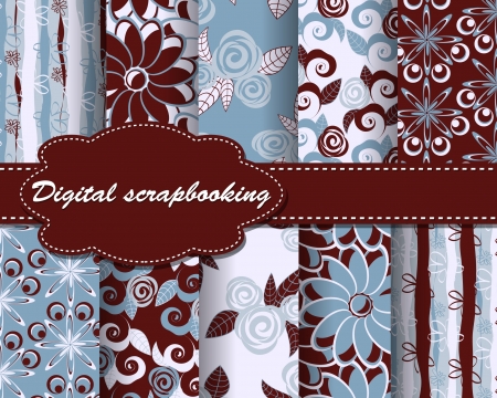 set of flower pattern paper for scrapbookのイラスト素材