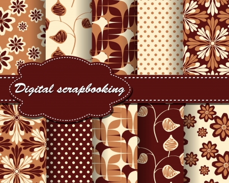 set of vector flower paper for scrapbookのイラスト素材