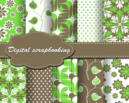 set of vector flower paper for scrapbookのイラスト素材