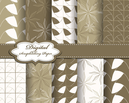 set of vector abstract flower pattern paper for scrapbookのイラスト素材