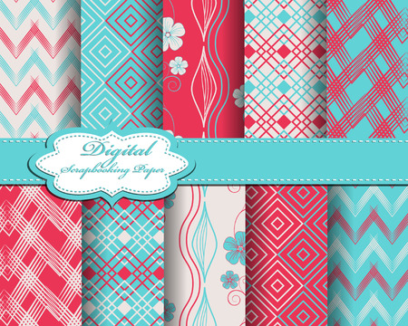 set of vector flower abstract pattern paper for scrapbookのイラスト素材
