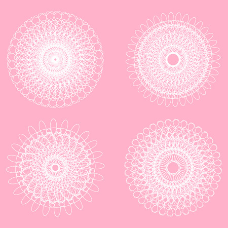 Set of Vector Guilloche Rosettes decorative Elementsのイラスト素材