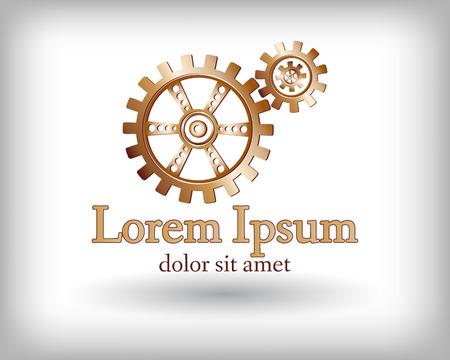 Gear logo. Vctor logo concept illustration. Technology, Mechanical logo. Template Design element. Corporate logotype for production, service, maintenance business. Network computers application. Icon.のイラスト素材