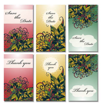 Doodles vector card templates. のイラスト素材