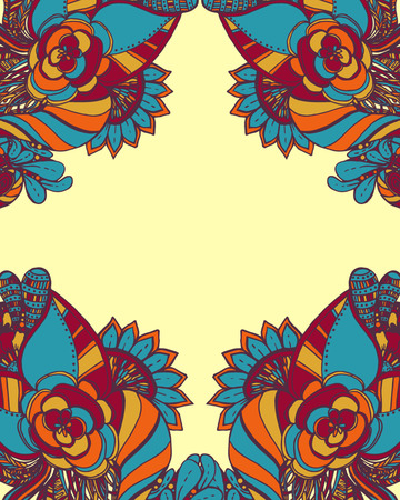 Hand Drawn Texture with Flowers.のイラスト素材