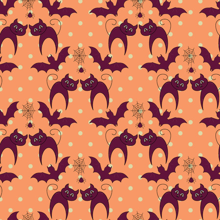 Seamless halloween pattern, flat style. Endless texture. Use for wallpaper, textiles, pattern fills, web page backgroundのイラスト素材