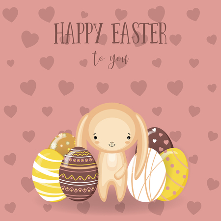 Happy Easter greeting card design templateのイラスト素材