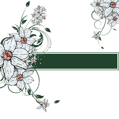 Abstract vector  hand drawing  Narcissus flower background. Flower invitation, save the date card template, abstract elegant pattern ector design editable. Floral designのイラスト素材