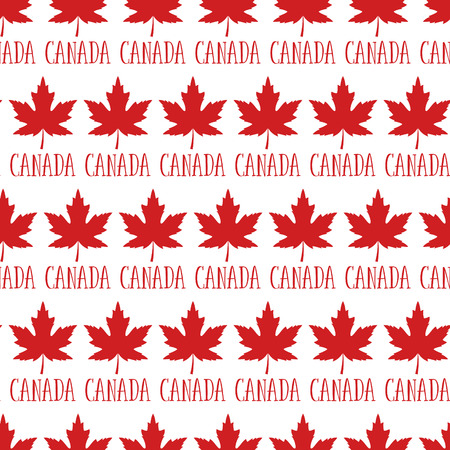 Canada vector seamless pattern illustration. Canada Red Maple leaf pattern on white background.のイラスト素材