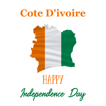 7 August, Cote Divoire Independence Day background in national flag color theme. Cote Divoire National Day. Celebration banner with waving flag. Vector illustrationのイラスト素材