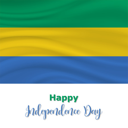 17 August, Gabon Independence Day background in national flag color theme. Gabon National Day. Celebration banner with waving flag. Vector illustrationのイラスト素材