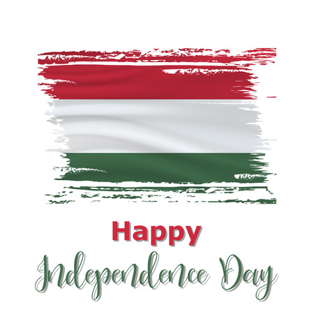 20 August, Hungary Independence Day background in national flag color theme. Hungary National Day. Celebration banner with waving flag. Vector illustrationのイラスト素材