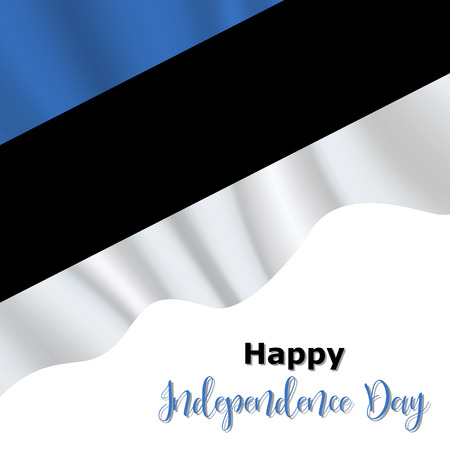 20 August, Estonia Independence Day background in national flag color theme. Estonia National Day. Celebration banner with waving flag. Vector illustrationのイラスト素材
