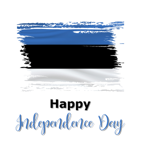20 August, Estonia Independence Day background in national flag color theme. Estonia National Day. Celebration banner with waving flag. Vector illustrationのイラスト素材