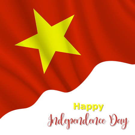 2 September. Vietnam Independence Day background in national flag color theme. Gabon National Day. Celebration banner with waving flag. Vector illustrationのイラスト素材