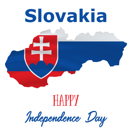 1 September, Slovak constitution day. Slovakia Independence Day background in national flag color theme. Celebration banner with waving flag. Vector illustrationのイラスト素材
