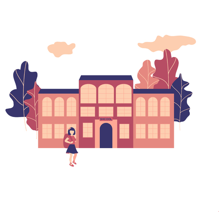 Flat style. Back to school! Cute school girl. Vector illustration. EPS10のイラスト素材