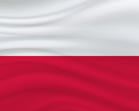 11 November, Poland Independence Day background in national flag color theme. Celebration banner with waving flag. Vector illustrationのイラスト素材