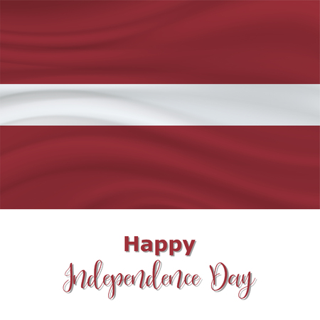 18 November, Latvia Independence Day background in national flag color theme. Celebration banner with waving flag. Vector illustrationのイラスト素材