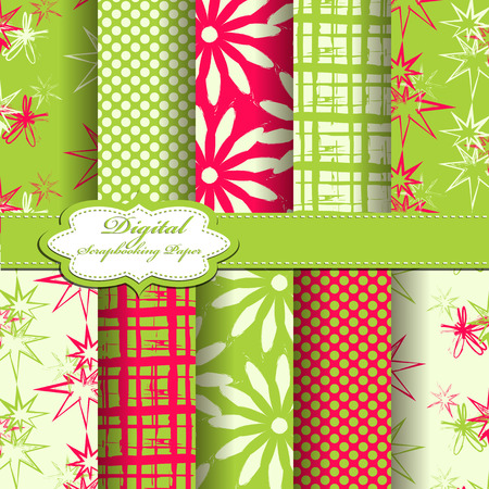 Set of vector abstract flower pattern paper for scrapbook. EPS10のイラスト素材
