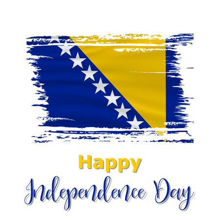 1 March, Bosnia and Herzegovina Independence Day background in national flag color theme. Celebration banner with waving flag. Vector illustrationのイラスト素材