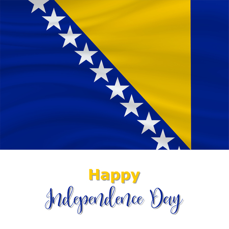 1 March, Bosnia and Herzegovina Independence Day background in national flag color theme. Celebration banner with waving flag. Vector illustrationのイラスト素材