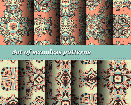 Set of vector seamless abstract pattern. Background for design and fashion. Arabic, Indian patternsのイラスト素材