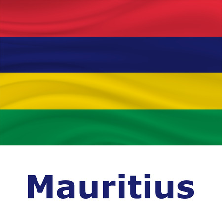 12 March, Mauritius Independence Day background in national flag color theme. Celebration banner with waving flag. Vector illustrationのイラスト素材