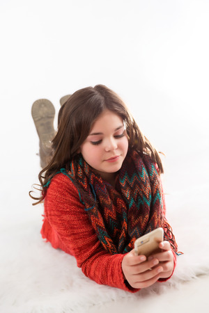 Cute, fun, and stylish caucasian tween girlの写真素材