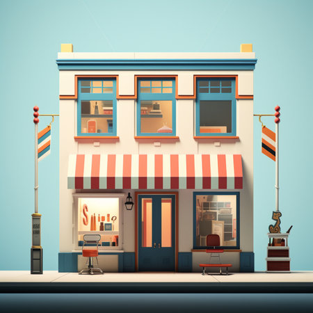 Illustration of a cafe in the old town. Retro style.の素材