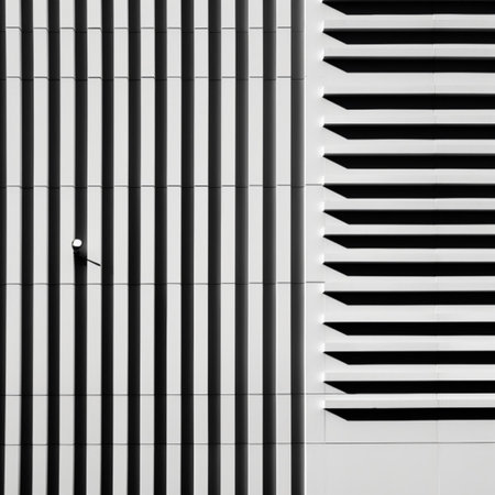 Detail of the facade of a modern office building. Black and whiteの素材