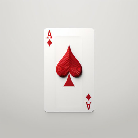 3d rendering of a red playing card isolated on a gray backgroundの素材