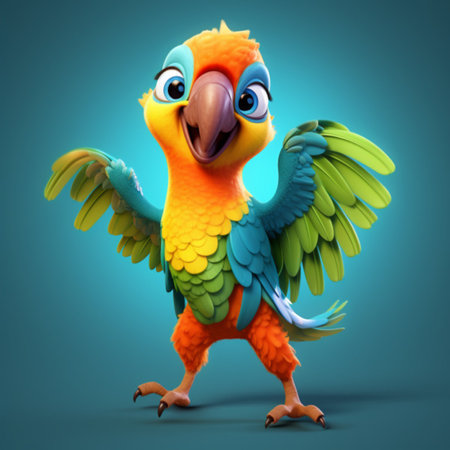 Fun parrot - 3D Illustration of a funny parrotの素材